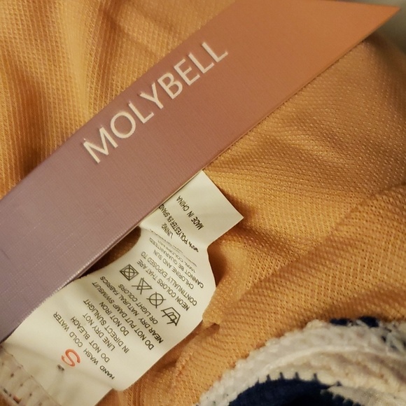 MOLYBELL Navy/White Swimsuit High Waisted Cut-our Zip-up Racerback Size Small - Picture 10 of 11